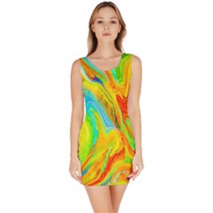 Happy Multicolor Painting Sleeveless Bodycon Dress by designworld65