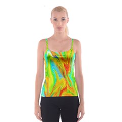 Happy Multicolor Painting Spaghetti Strap Top by designworld65