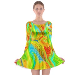 Happy Multicolor Painting Long Sleeve Skater Dress by designworld65