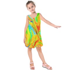 Happy Multicolor Painting Kids  Sleeveless Dress by designworld65