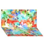 Colorful Mosaic  Twin Hearts 3D Greeting Card (8x4)