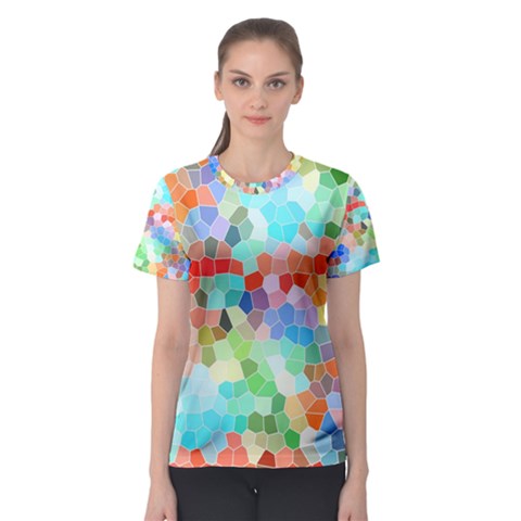 Colorful Mosaic  Women s Sport Mesh Tee by designworld65