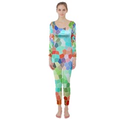 Colorful Mosaic  Long Sleeve Catsuit by designworld65