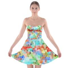 Colorful Mosaic  Strapless Bra Top Dress by designworld65