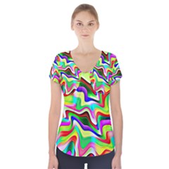 Irritation Colorful Dream Short Sleeve Front Detail Top by designworld65