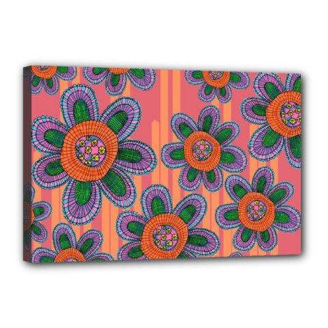 Colorful Floral Dream Canvas 18  X 12  by DanaeStudio