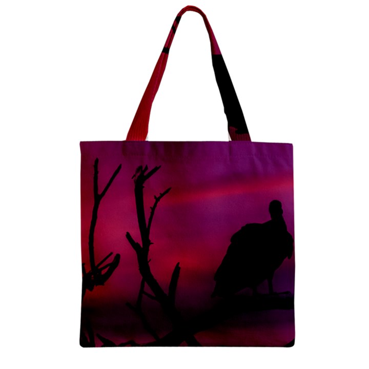 Vultures At Top Of Tree Silhouette Illustration Zipper Grocery Tote Bag