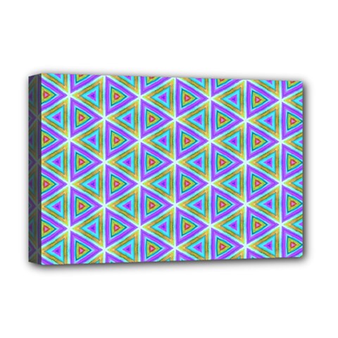 Colorful Retro Geometric Pattern Deluxe Canvas 18  X 12   by DanaeStudio