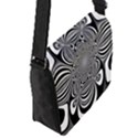 Black And White Ornamental Flower Flap Messenger Bag (S) View2