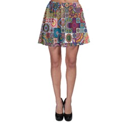 Ornamental Mosaic Background Skater Skirt by TastefulDesigns