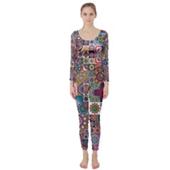 Ornamental Mosaic Background Long Sleeve Catsuit