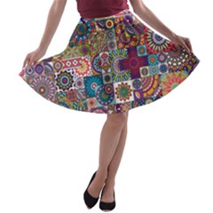 Ornamental Mosaic Background A-line Skater Skirt