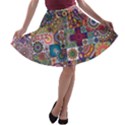 Ornamental Mosaic Background A-line Skater Skirt View1