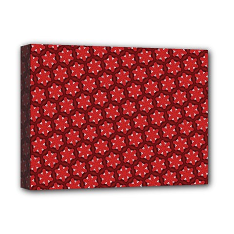 Red Passion Floral Pattern Deluxe Canvas 16  X 12   by DanaeStudio