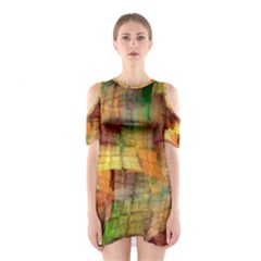 Indian Summer Funny Check Cutout Shoulder Dress by designworld65