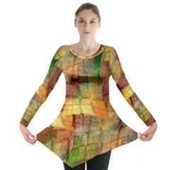 Indian Summer Funny Check Long Sleeve Tunic  by designworld65
