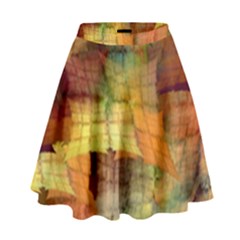 Indian Summer Funny Check High Waist Skirt by designworld65