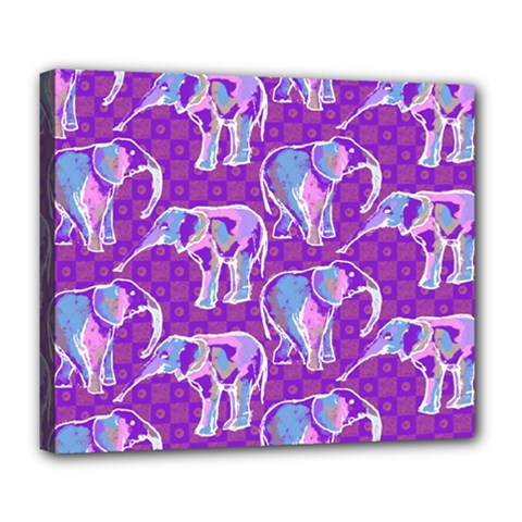 Cute Violet Elephants Pattern Deluxe Canvas 24  X 20   by DanaeStudio