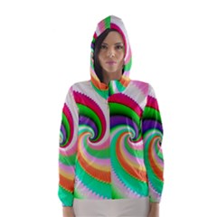 Colorful Spiral Dragon Scales   Hooded Wind Breaker (women) by designworld65