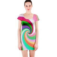 Colorful Spiral Dragon Scales   Short Sleeve Bodycon Dress by designworld65