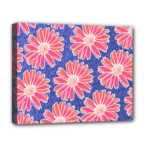 Pink Daisy Pattern Deluxe Canvas 20  X 16   by DanaeStudio