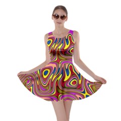 Abstract Shimmering Multicolor Swirly Skater Dress