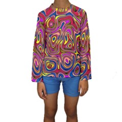 Abstract Shimmering Multicolor Swirly Kids  Long Sleeve Swimwear