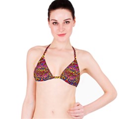 Abstract Shimmering Multicolor Swirly Bikini Top by designworld65