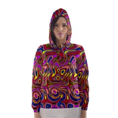 Abstract Shimmering Multicolor Swirly Hooded Wind Breaker (women) by designworld65