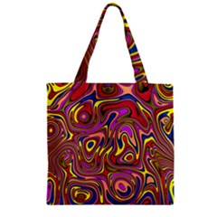 Abstract Shimmering Multicolor Swirly Zipper Grocery Tote Bag by designworld65