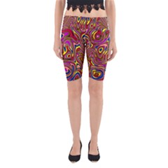 Abstract Shimmering Multicolor Swirly Yoga Cropped Leggings by designworld65