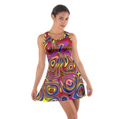 Abstract Shimmering Multicolor Swirly Cotton Racerback Dress by designworld65