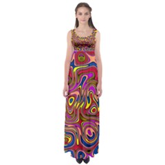 Abstract Shimmering Multicolor Swirly Empire Waist Maxi Dress by designworld65