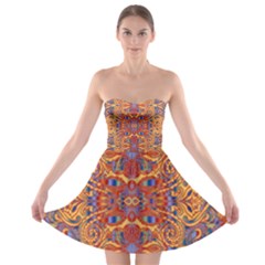 Oriental Watercolor Ornaments Kaleidoscope Mosaic Strapless Bra Top Dress by EDDArt