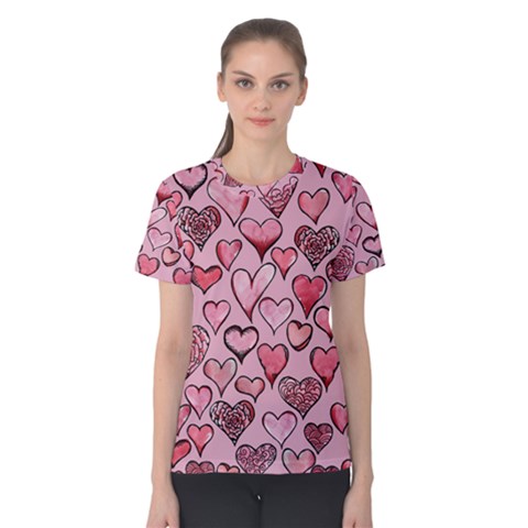 Artistic Valentine Hearts Women s Cotton Tee by BubbSnugg