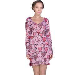 Artistic Valentine Hearts Long Sleeve Nightdress by BubbSnugg