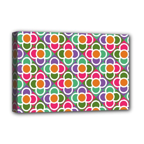 Modernist Floral Tiles Deluxe Canvas 18  X 12   by DanaeStudio