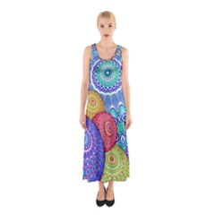 India Ornaments Mandala Balls Multicolored Sleeveless Maxi Dress by EDDArt
