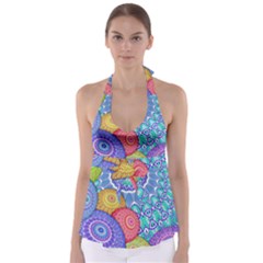 India Ornaments Mandala Balls Multicolored Babydoll Tankini Top by EDDArt