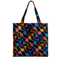 Colorful Floral Pattern Grocery Tote Bag by DanaeStudio