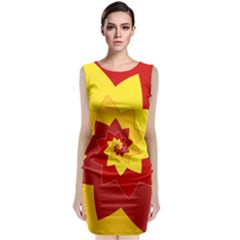 Flower Blossom Spiral Design  Red Yellow Classic Sleeveless Midi Dress by designworld65