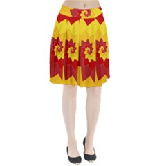 Flower Blossom Spiral Design  Red Yellow Pleated Skirt by designworld65