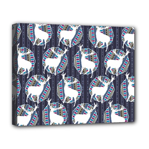 Geometric Deer Retro Pattern Deluxe Canvas 20  X 16   by DanaeStudio