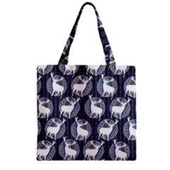 Geometric Deer Retro Pattern Zipper Grocery Tote Bag by DanaeStudio