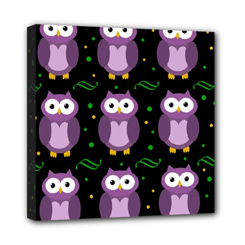 Halloween Purple Owls Pattern Mini Canvas 8  X 8  by Valentinaart