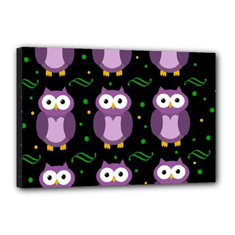 Halloween Purple Owls Pattern Canvas 18  X 12  by Valentinaart