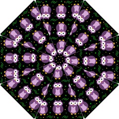 Halloween Purple Owls Pattern Hook Handle Umbrellas (small) by Valentinaart