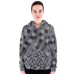 Camo Hexagons In Black And Grey Women s Zipper Hoodie by fashionnarwhal