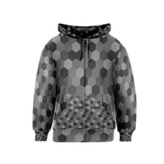 Camo Hexagons In Black And Grey Kids  Zipper Hoodie by fashionnarwhal