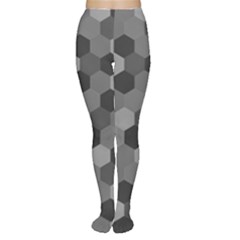 Camo Hexagons In Black And Grey Women s Tights by fashionnarwhal